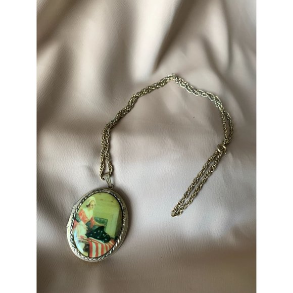 SOLD Maximal Art Vintage Style Betsy Ross American Flag Painting Locket - Picture 2 of 5